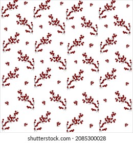 vector illustration white background with winter  red rowan berries