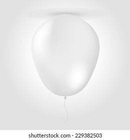 Vector illustration of white balloon mock up. Blank white up balloon mock-up with gray rope. Isolated vector illustration on gray background.