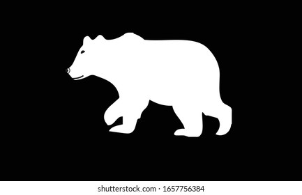 Vektorillustration Illustration Weißer Bär. Gehender oder stehender Eisbär, Seitenansicht mit schwarzem Hintergrund.