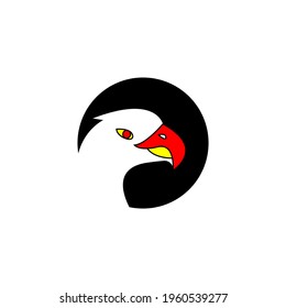 Vector illustration of a white bird with a red beak in the middle of a black circle, great for expedition logos and icons
