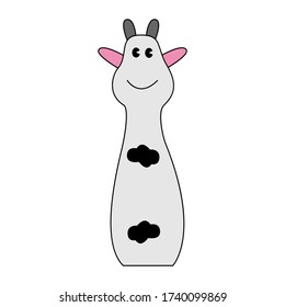 vector illustration of a white and black cow figurine