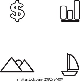 Vector illustration of white and black  icon set