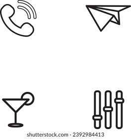 Ilustración vectorial del conjunto de iconos blanco y negro