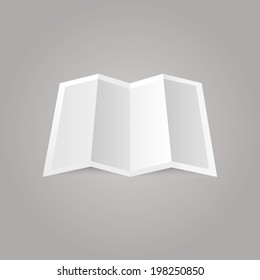 vector illustration of white blank card folded on a gray background