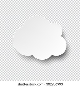 Vector illustration of white blank paper cloud speech bubble with shadow. Eps10.