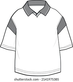 Vector illustration of white blank polo shirt template, fashion polo shirt, realistic gradient mesh design, isolated on white