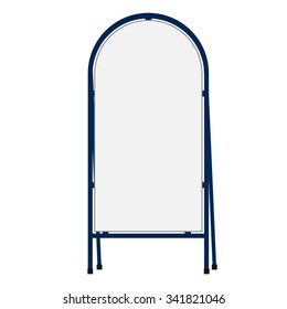 Vector illustration white blank sandwich board. Advertising stand. Mobility signboard