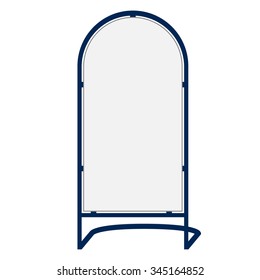 Vector illustration white blank sandwich board. Advertising stand. Mobility signboard