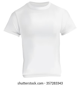 Vector illustration of white blank t-shirt template, realistic gradient mesh design, isolated on white