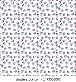 Vector illustration. White, blue and black color. Endless pattern, white, blue and black background. Seamless pattern with sweet desserts. Wrapping paper. Cream.