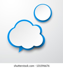 Vector illustration of white and blue paper cloud. Eps10.