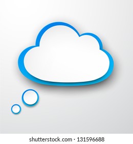 Vector illustration of white and blue paper cloud. Eps10.