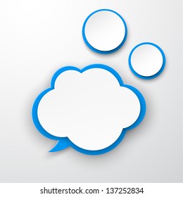 Vector illustration of white and blue paper cloud. Eps10.