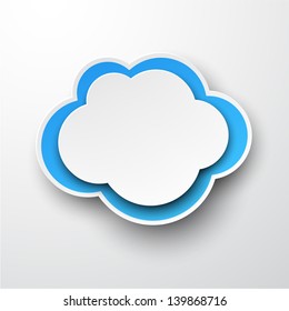 Vector illustration of white and blue paper cloud. Eps10.