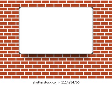vector illustration, white board with copy space on a brick background.