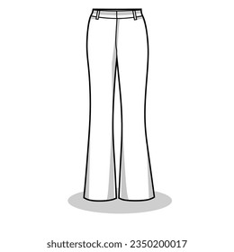 Vector Illustration of White Boot Cut Pants with White Background