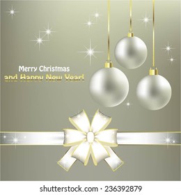 Vector illustration of White bow. Christmas toys.