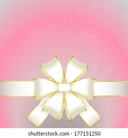 Vector illustration of White bow on a pink-gray background