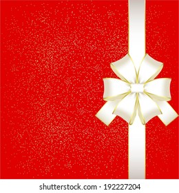 Vector illustration of White bow on a red gold  background