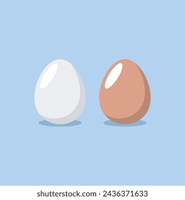 Ilustración vectorial huevos de gallina blancos y marrones. Ilustración vectorial aislada en el fondo. Pascua, cáscara, huevo cocido.