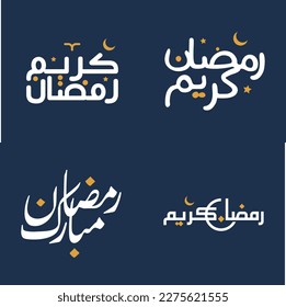 Vector Illustration of White Calligraphy and Orange Design Elements for Muslim Greetings.