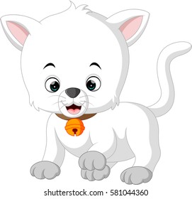 vector illustration of white cat cartoon