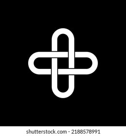 Vector Illustration Of White Celtic Knot On A Black Background. Clipart Of Irish Celtic Knots Symbol.