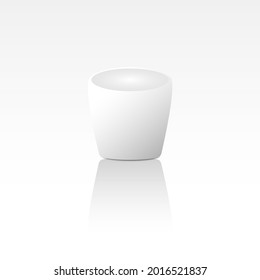 vector illustration of white ceramic cup or mug for coffee on white background with reflect shadow.