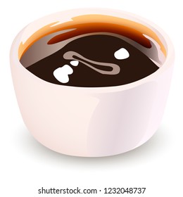 vector illustration of white ceramic saucebag with sauce

