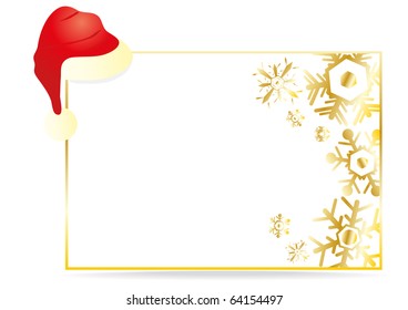 Vector illustration of a white Christmas greeting card with a cap