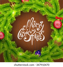 Vector Illustration of White Christmas Hand Drawn Lettering for Design, Website, Background, Banner. Typography Xmas card invitation Element Template