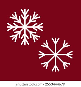 Vector illustration of white Christmas snowflakes on a red background