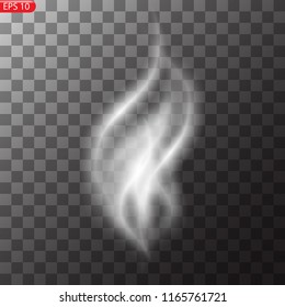 vector illustration white cigarette smoke waves on transparent background 