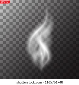 vector illustration white cigarette smoke waves on transparent background 