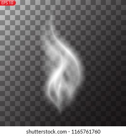 vector illustration white cigarette smoke waves on transparent background 