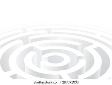 vector illustration of white circular maze 3D perspective background