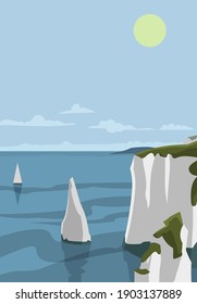 vector illustration - White Cliffs of Dover - England