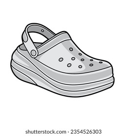 Vector Illustration of White Clog Shoe with White Background 