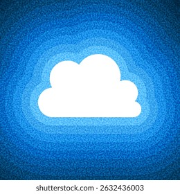 Vector illustration of a white cloud symbol on a textured blue gradient background with soft concentric glow effect.