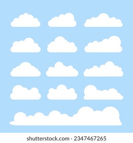 Vector illustration of white clouds collection