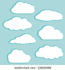 Vector illustration of white clouds on blue sky