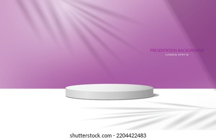 Vektorgrafik weiß Farbe 3D realistische Zylinder-Podium auf dem weißen und rosa Farbstudio, Verwendung für Kosmetik und Präsentation Hintergrund.