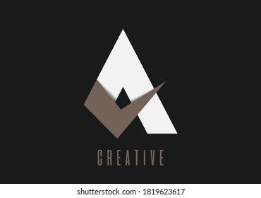 vector illustration of white color folded capital letter A logo design