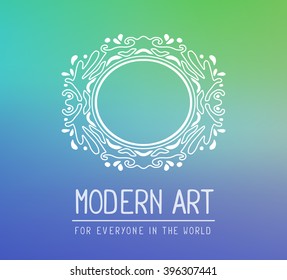 Vector illustration of white color oval frame in modern style with text on light gradient background. Art design for web, site, advertising, banner, poster, flyer, brochure, board, card, paper print.