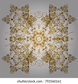 Vector illustration. White colors with snowflakes. Isolated cute snowflakes on colorful background.