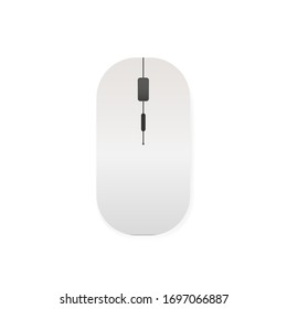 Vector illustration of a white computer mouse. Mouse on a white background.