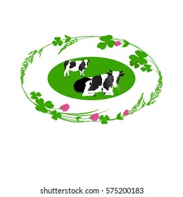 
Vector Illustration. White cow with big black spots.