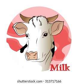 Vector illustration of a white cow. It can be used on the packaging or for the children's book