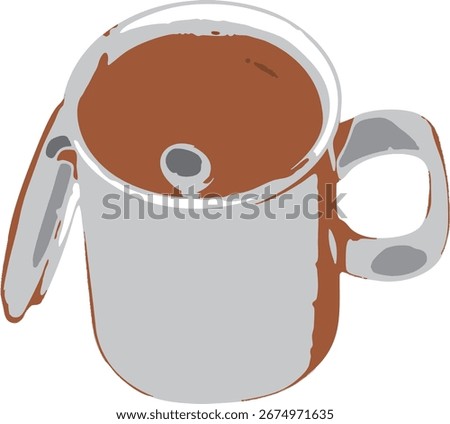 Vector illustration of a white cup filled with hot chocolate milk, isolated on white background. Perfect for beverages, café, or food-themed designs.