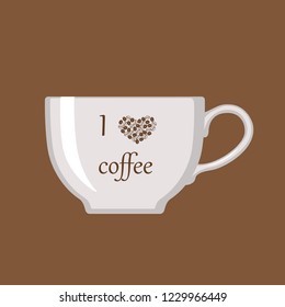 Vector illustration of white cup on brown background